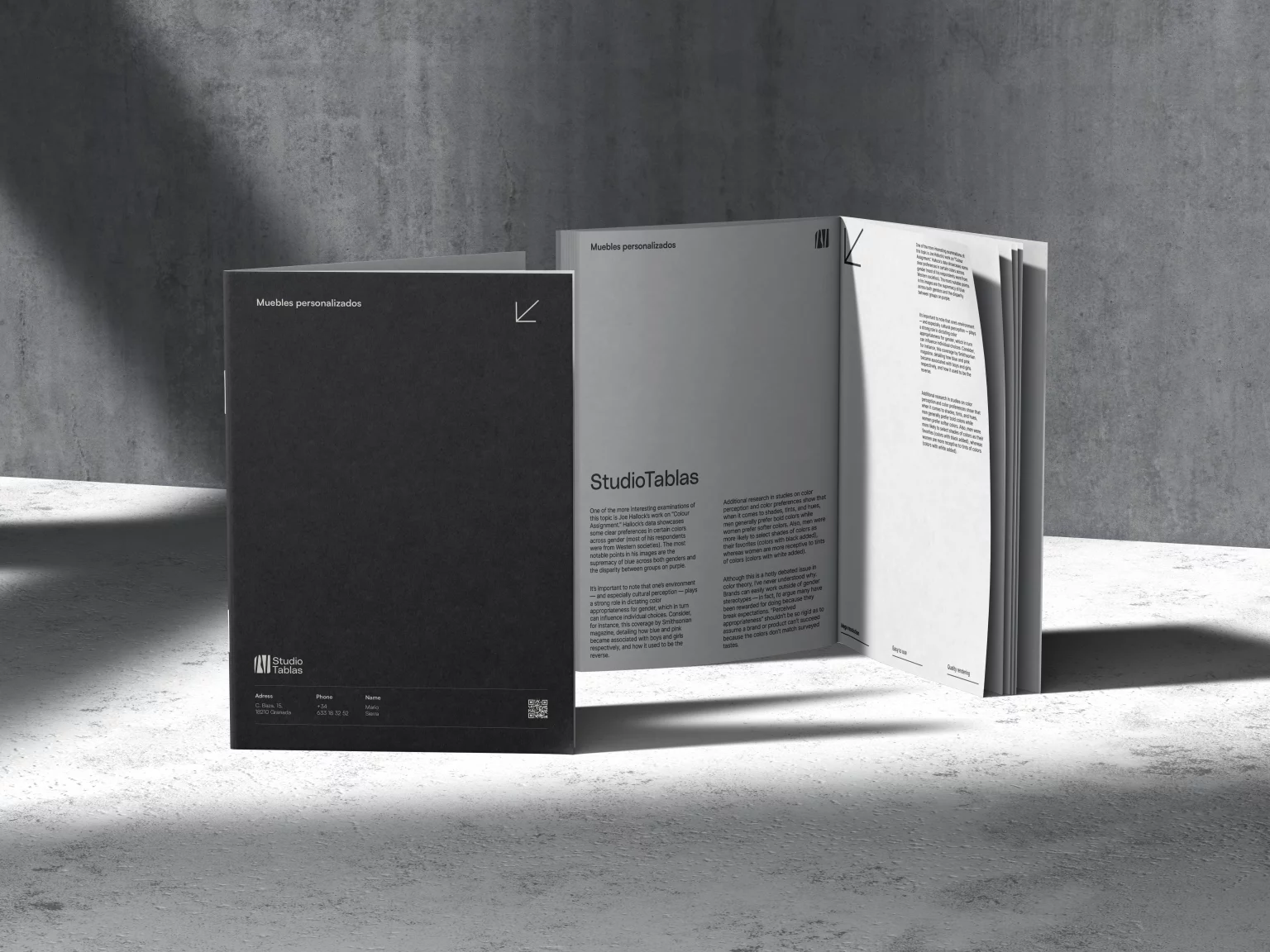 Studio Tablas leaflet open on concrete