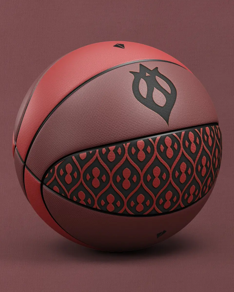 Balón de baloncesto con el patrón y el símbolo de Granada Basket