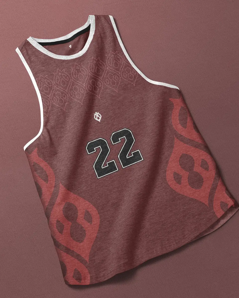 Camiseta de Granada Basket con el número 22 y el patrón lateral