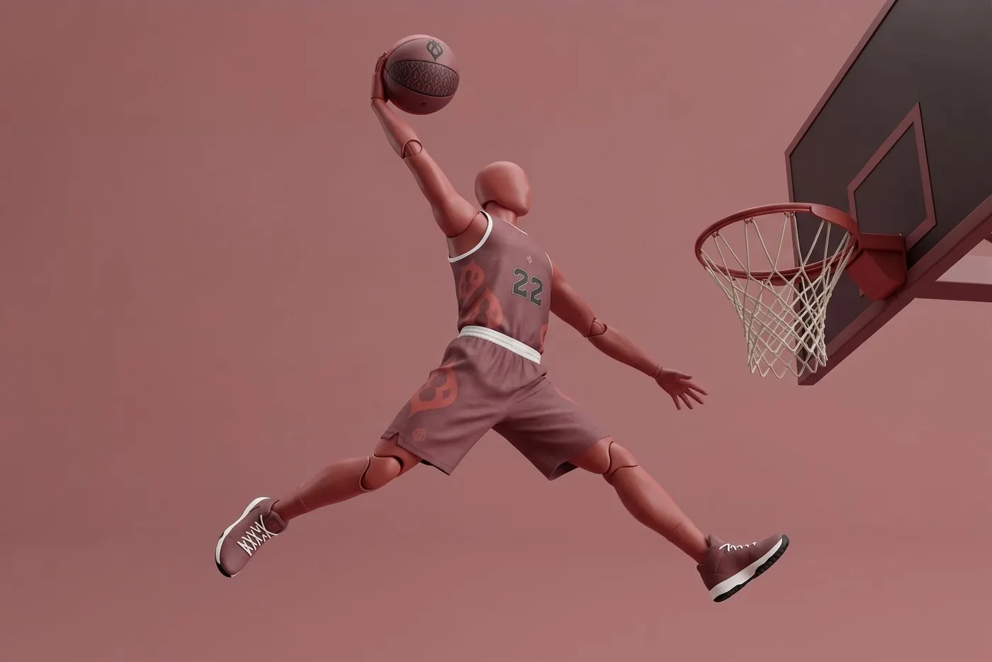 Jugador 3D de Granada Basket haciendo un mate