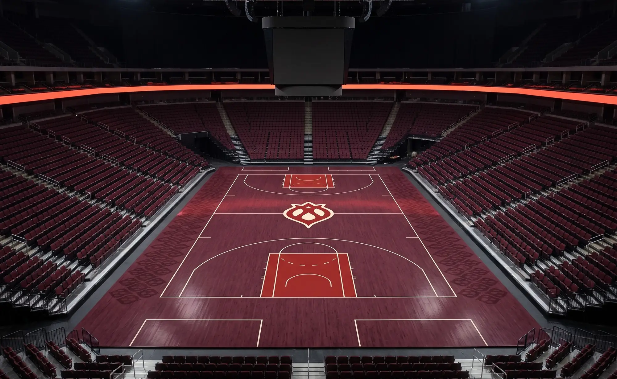 Pabellón de baloncesto con la pista de Granada Basket