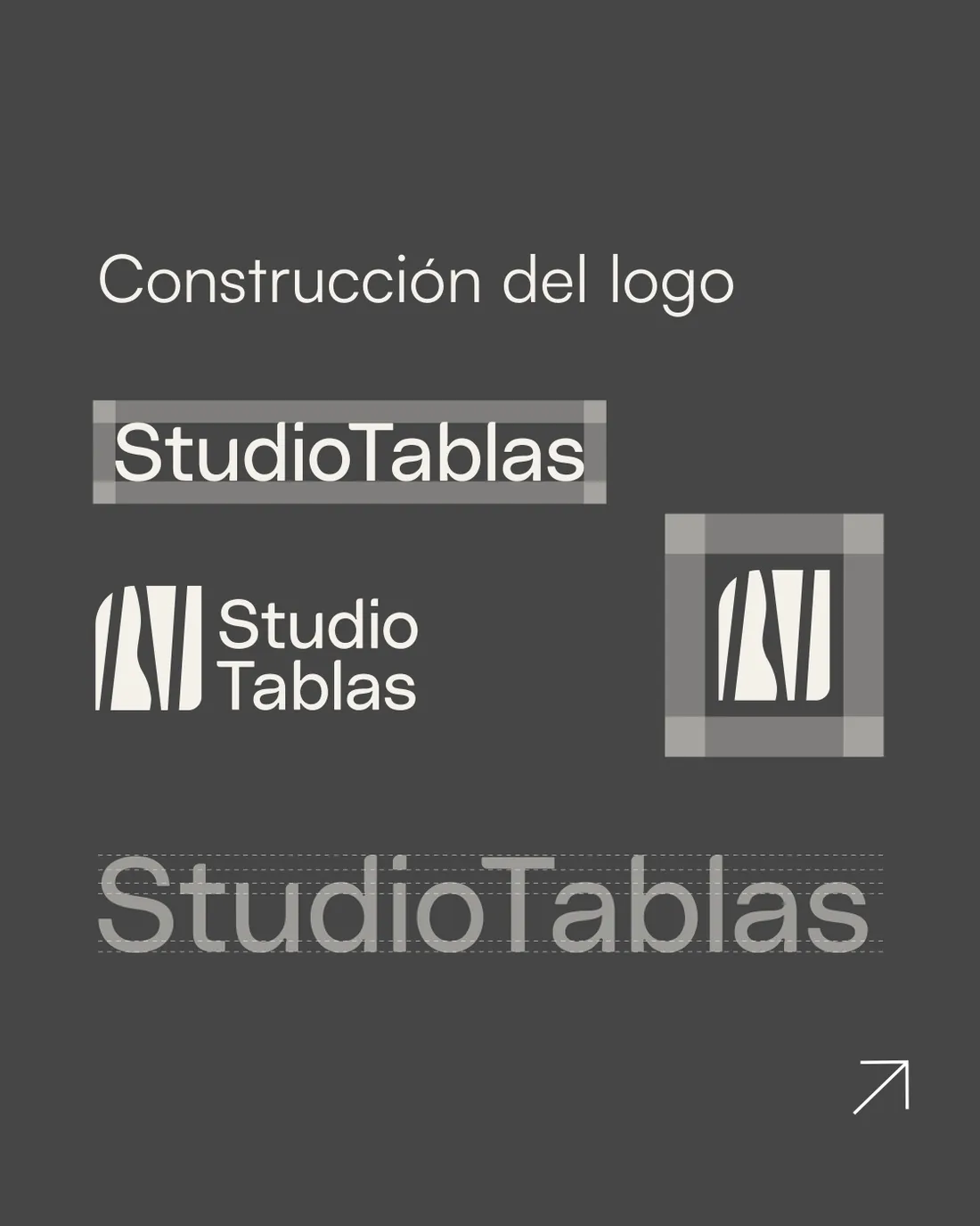 Construction of the Studio Tablas logo on one and two lines on a grid