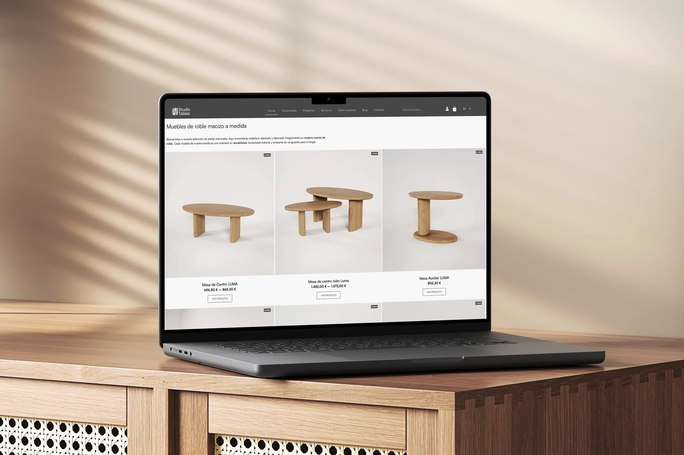 Tienda online de Studio Tablas en un portátil