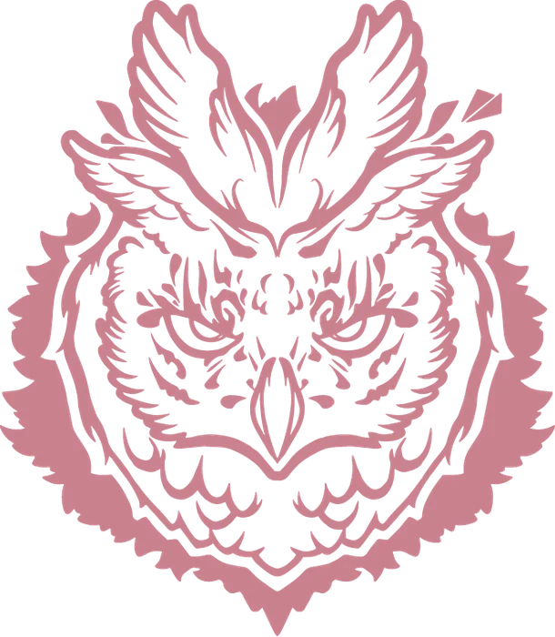 Emblema plano del búho en rosa