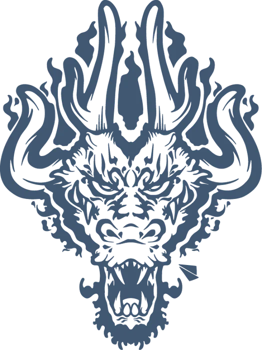 Emblema plano del dragón en azul