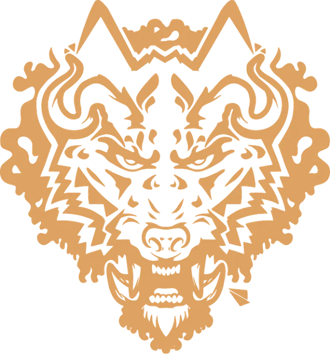 Emblema plano del lobo en dorado