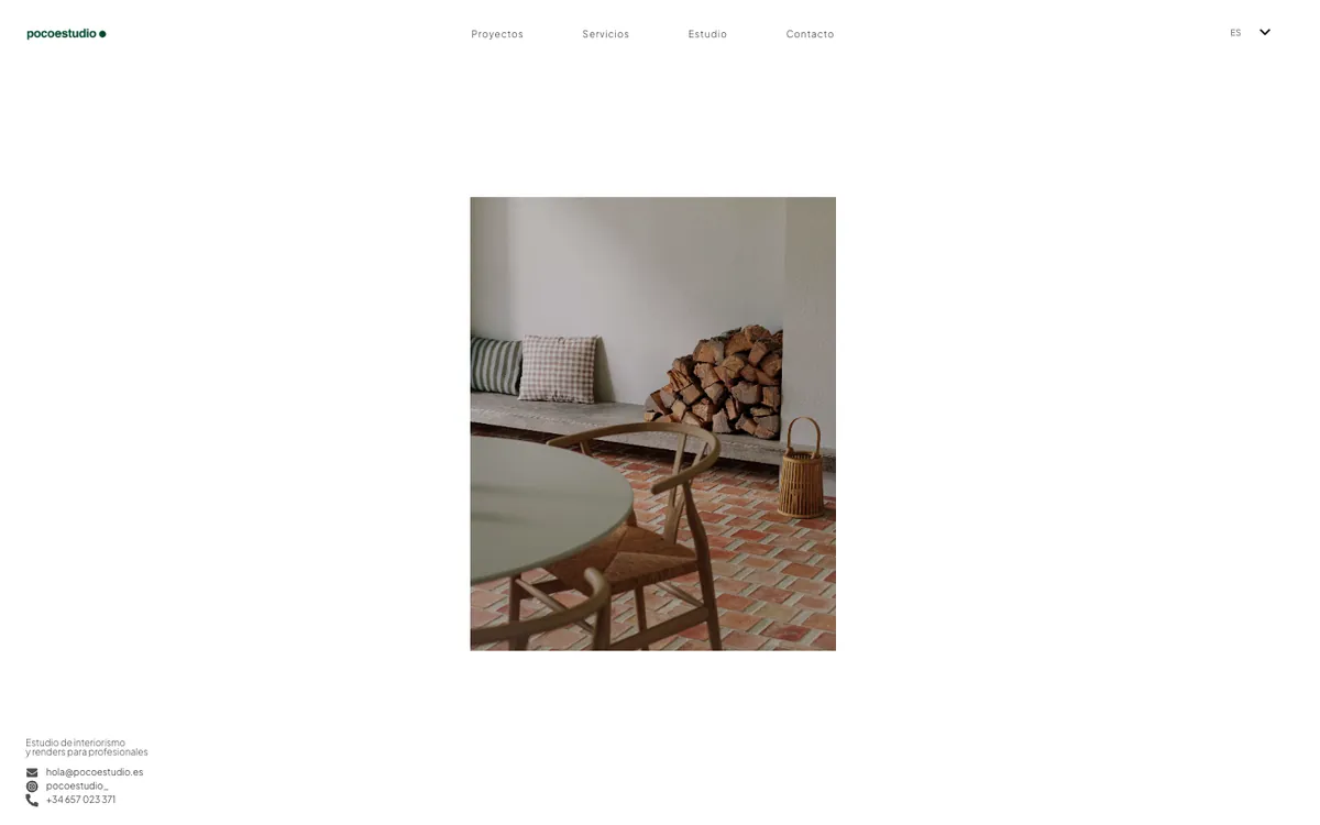 Página de inicio de pocoestudio.es, estudio de interiorismo y renders